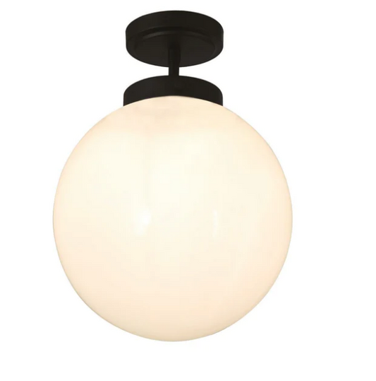 Porto 1 Light Semi-Flush Ceiling Light in Matt Black Finish