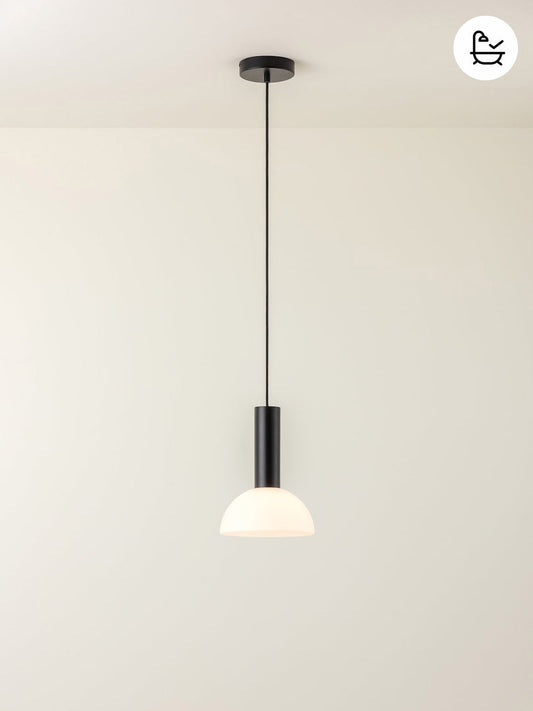 Silio - 1 light matt black and opal pendant, 30x20x20cm