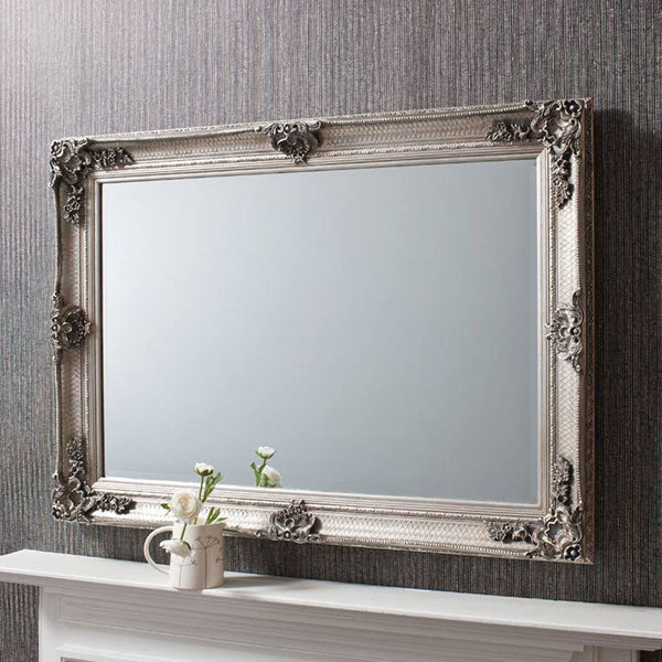 Abbey Silver Ornate Rectangular Wall Mirror