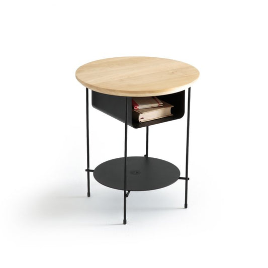 Bangor Metal & Wood Bedside Table, 47.7x41cm