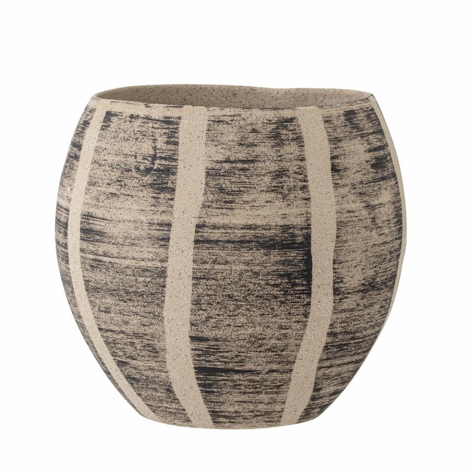 Madi Flowerpot, Brown, Stoneware