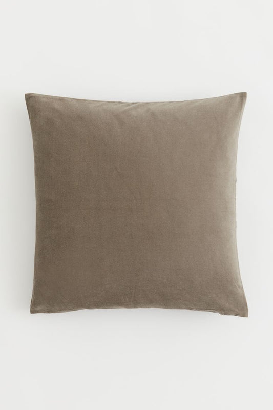 Cotton Velvet Cushion Cover, Dark Khaki Green 50x50