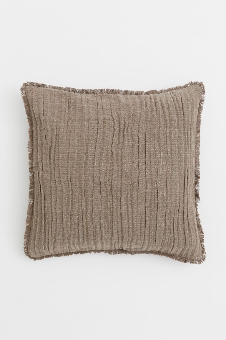 Crinkled linen-blend cushion cover