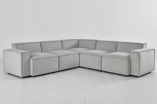 MODEL 03 Corner Sofa | Velvet Light Grey, 254x71x92cm