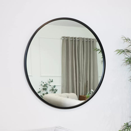 Large Round Black Mirror -  100cm x 100cm x 2cm
