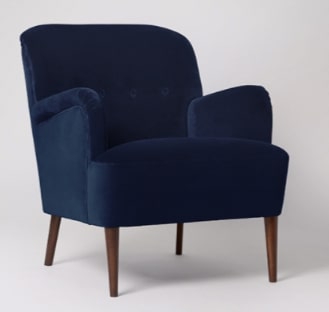 Swoon London Armchair in Dark Blue Velvet, 60x65x50cm