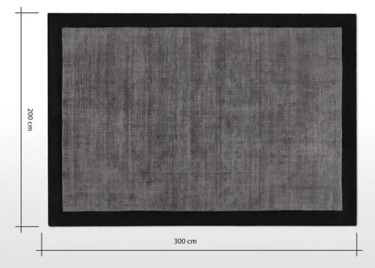 Made.com Jago Extra Large Border Rug In Dark Charcoal and Silver Grey 200x300cm