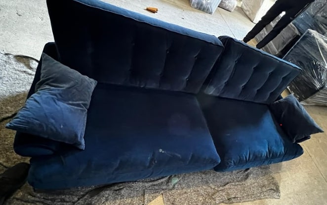 3- Seater Dark Blue Sofa, 85x220x70cm