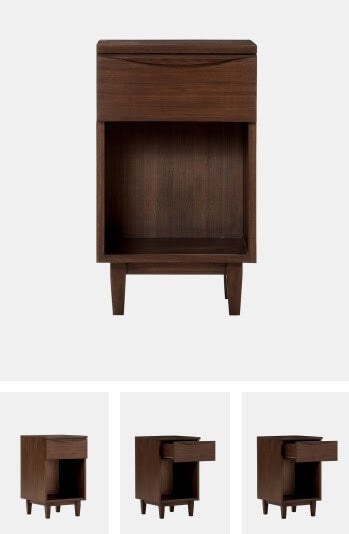 FINSBURY ONE DRAWER BEDSIDE TABLE IN DARK WOOD, 38x42x65cm