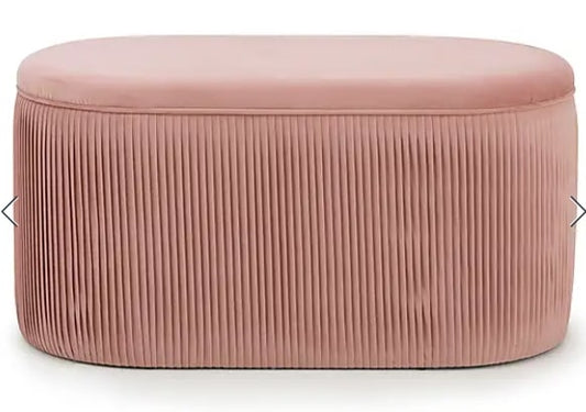 Eloise Velvet Pleated Ottoman, 40x80x40cm