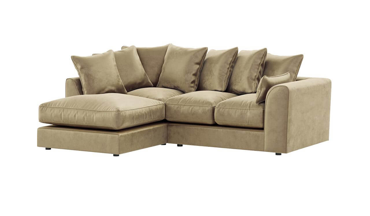 Dillon Velvet Left Hand Corner Sofa  Biege, 166x214x86cm