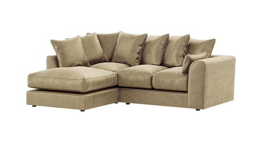 Dillon Velvet Left Hand Corner Sofa  Biege, 166x214x86cm