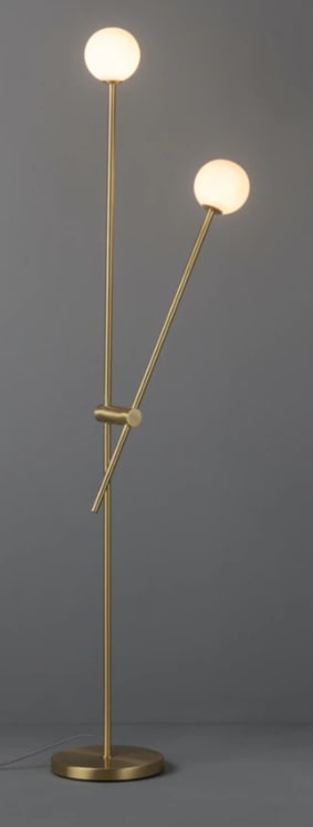 Chelso - 2 Light Brushed Brass and Opal Floor Lamp, 25x25x164cm