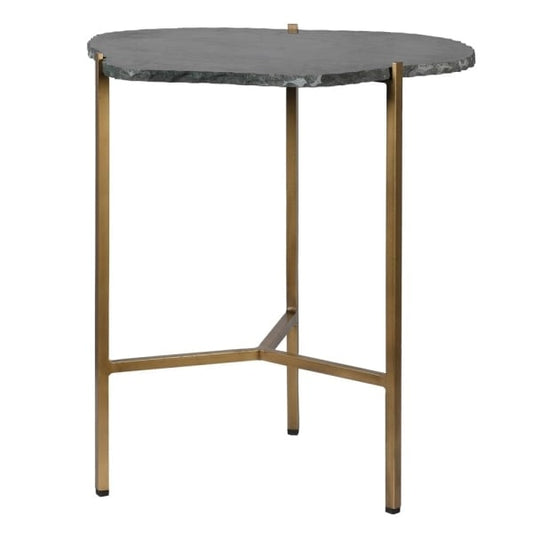 End Table with Green Marble Top, 45x39x51cm