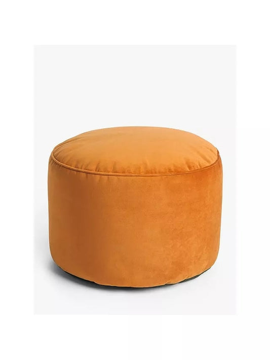 John Lewis & Partners Velvet Pouffe, Orange, 0x55x38cm