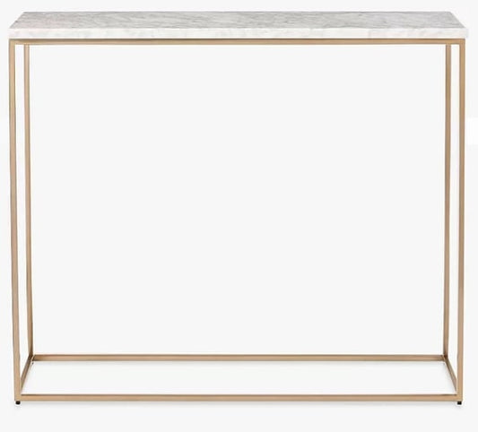 Streamline Marble Effect Narrow Console Table, 25x91x77cm