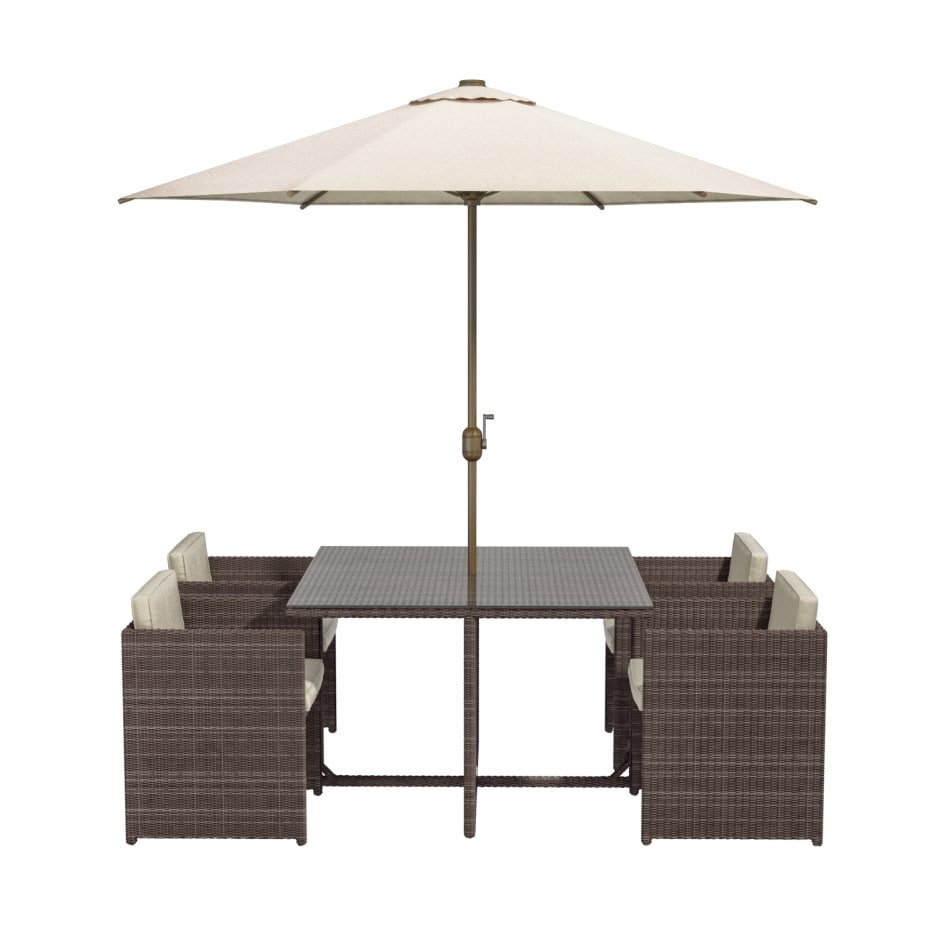 4 Seater Brown Rattan Cube Garden Dining Set