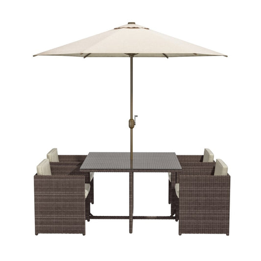 4 Seater Brown Rattan Cube Garden Dining Set