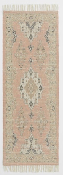 Fringed patterned rug, 200x70cm