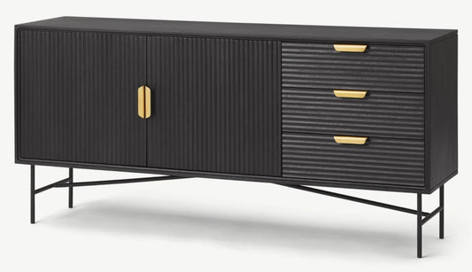 Haines Wide Sideboard, Black & Brass, 40x160x76cm