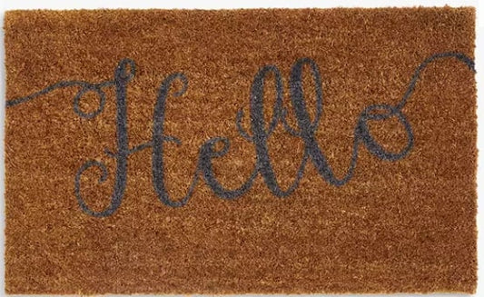 John Lewis & Partners Hello Door Mat, Natural, 0x45x75cm