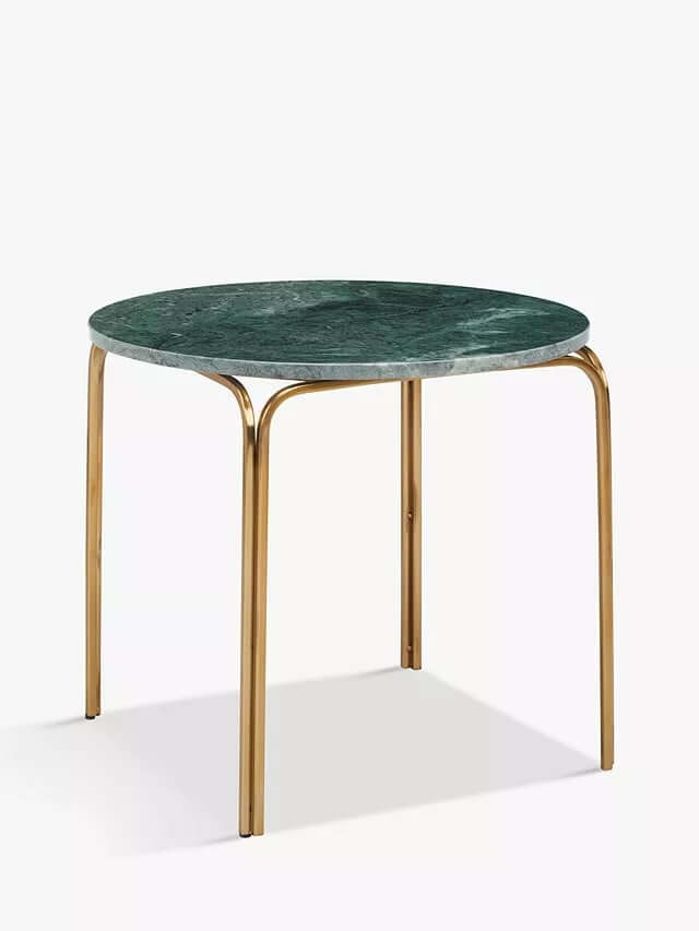 JOHN LEWIS & PARTNERS AZRA SIDE TABLE IN GREEN MARBLE AND BRASS, 0x50x41.5cm