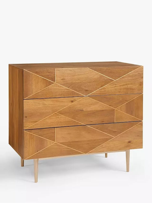 JOHN LEWIS AND PARTNERS + SWOON MENDEL THREE DRAWER CHEST IN LIGHT BROWN, 46.5x90x78.5cm