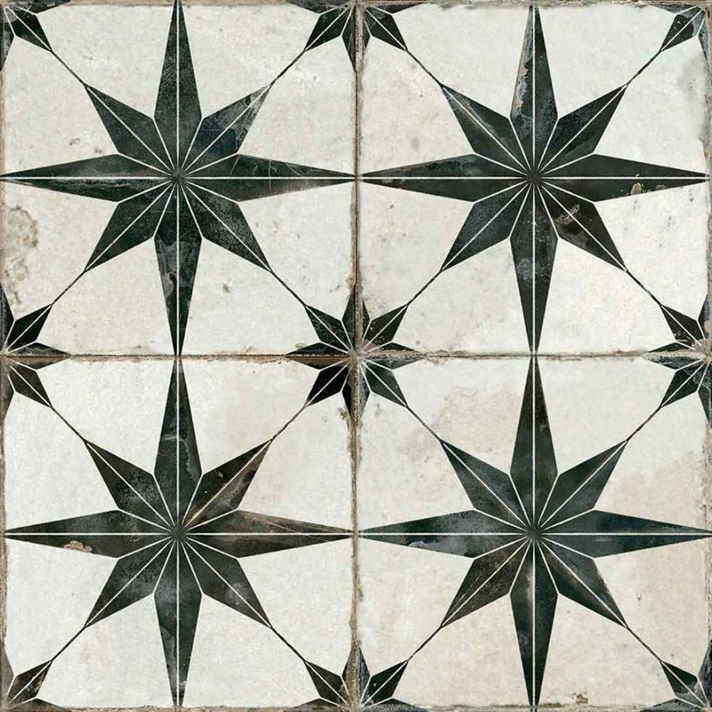 Scintilla Black Star Pattern Tiles 45 x 45