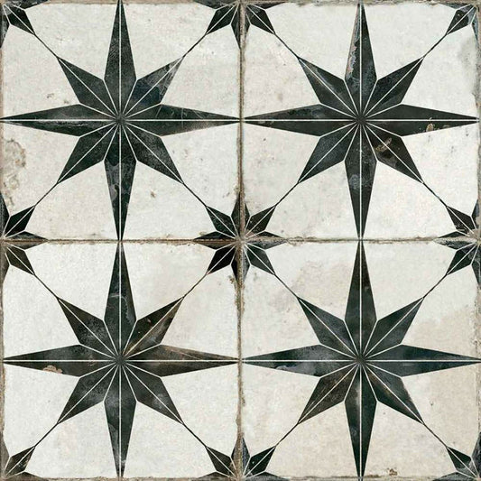 Scintilla Black Star Pattern Tiles 45 x 45