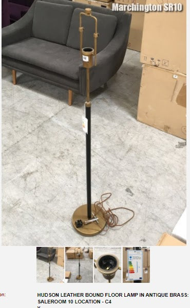 HUDSON LEATHER BOUND FLOOR LAMP IN ANTIQUE BRASS
