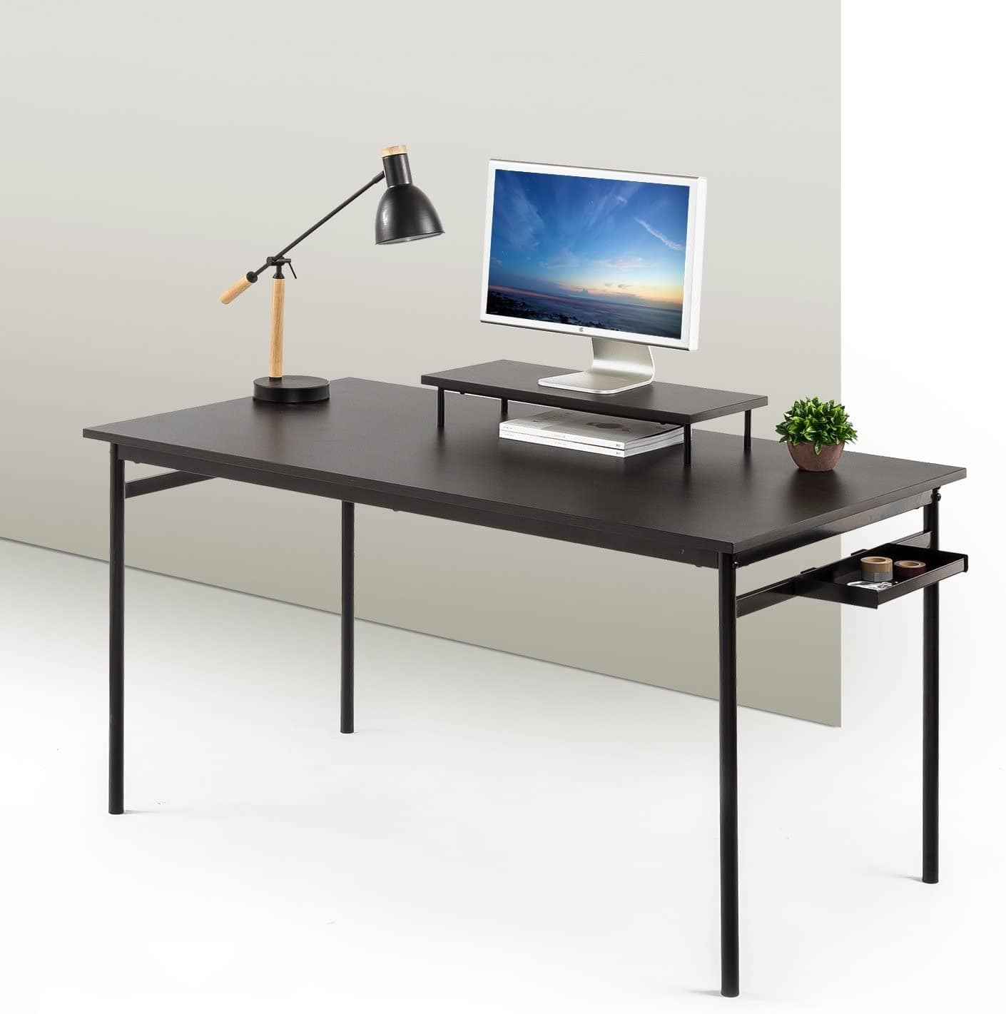 Zinus Tresa Computer Desk, Large, Black, 73.6x140x75cm