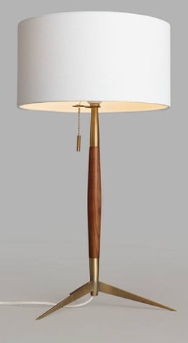 John Lewis & Partners Spindle Table Lamp, Walnut Stained Ash/Brass