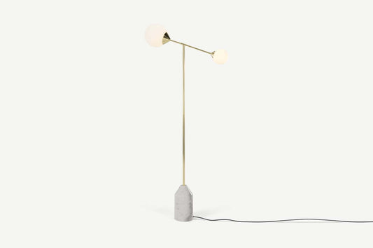 Faye Floor Lamp, Brass and Marble, 14x69x152cm