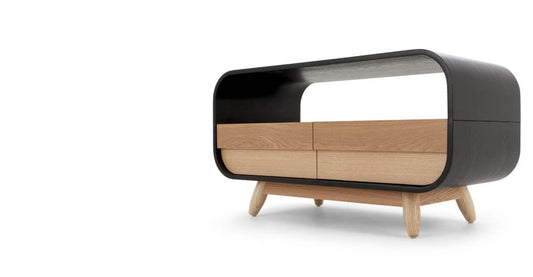Esme Compact TV Stand, Black and Ash, 40x90x47cm