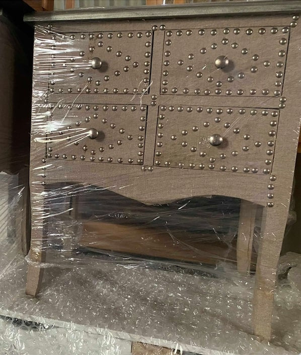 Hatton 4 Drawer Bedside Table, 60x34x68cm