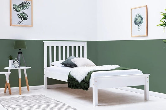 Disley Classic White Wooden Single Bed Frame 3ft, 202x100x98cm