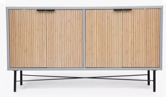 JOHN LEWIS & PARTNERS RIDGE 4 DOOR SIDEBOARD IN GREY AND NATURAL WOOD FINISH, 35x126.7x70.5cm