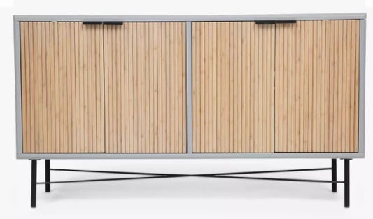 JOHN LEWIS & PARTNERS RIDGE 4 DOOR SIDEBOARD IN GREY AND NATURAL WOOD FINISH, 35x126.7x70.5cm