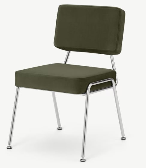 Knox Dining Chair, Pistachio Green Velvet with Chrome Legs