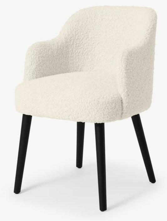 Swinton Carver Dining Chair, Faux Sheepskin with Black Legs
