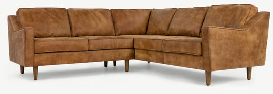 Dallas Corner Sofa Tan Leather, 226x229x83cm