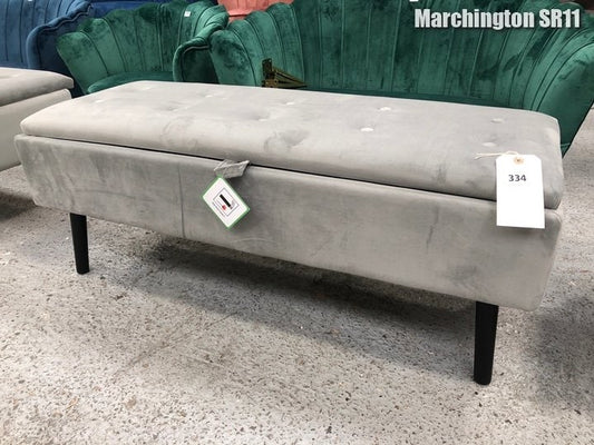 STORAGE BENCH IN GREY VELVET