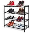 Hossejoy 4 Tier Shoe Rack, Metal Shoe Storage Organiser, Black Shoe Racks Storage Shelf Organizer, 60x25x60cm