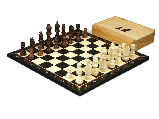 Classic Range Wooden Chess Set With Pieces and Storage Box Walnut