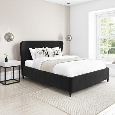 Dark Grey Velvet King Size Margot, 206x167x119cm