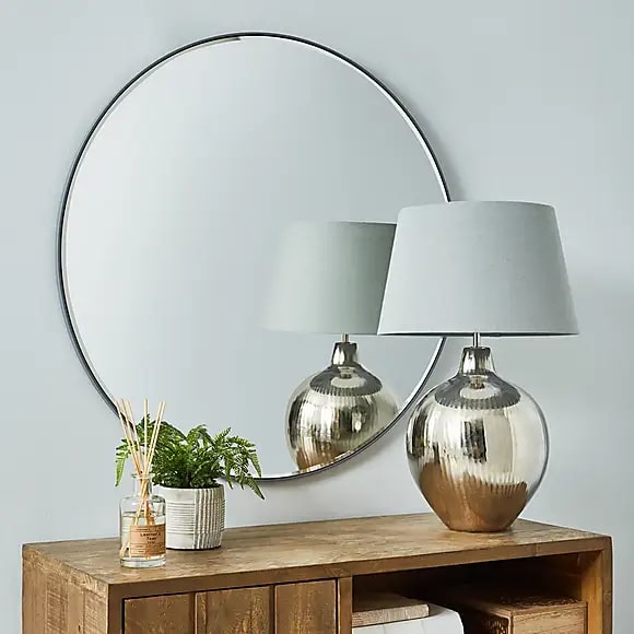 Apartment Round Wall Mirror 80cm Grey