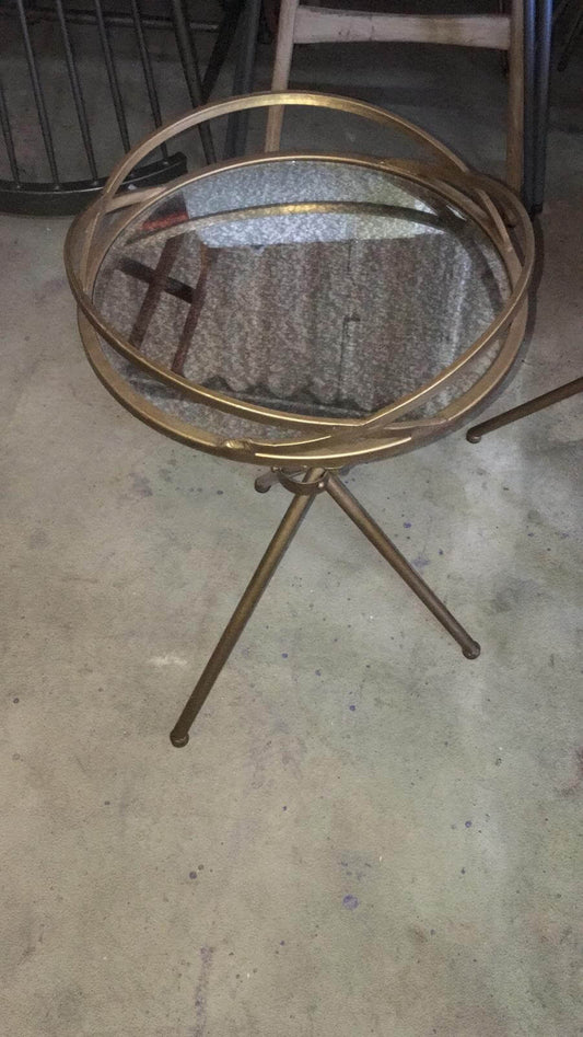 Brass Mirror Bedside, 36x36x60cm