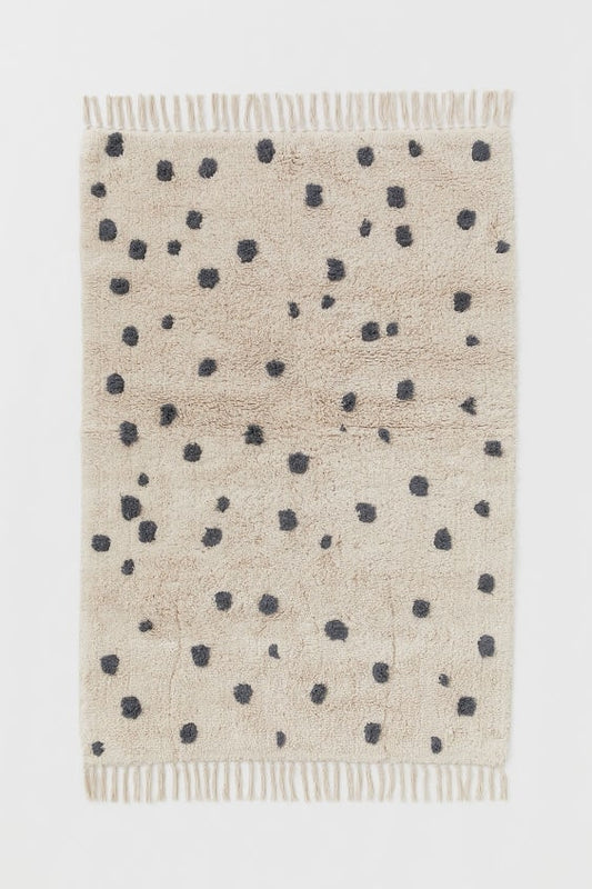 Spotted Cotton Rug - Light beige/Grey spotted, 90x130cm
