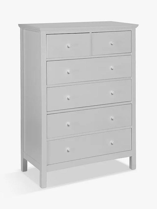 JOHN LEWIS WILTON 2+4 DRAWER CHEST IN LIGHT GREY, 43.6x86.8x119cm