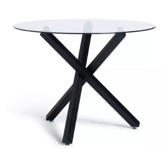 Home Ava Glass 4 Seater Round Dining Table, 0x100x75cm